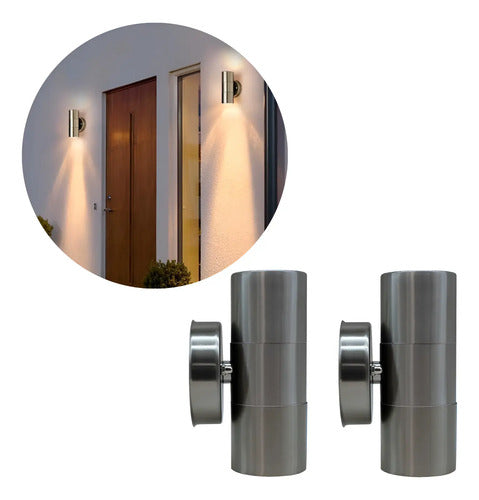 Set X2 Foco Pared Aplique Exterior Lampara Bidireccional