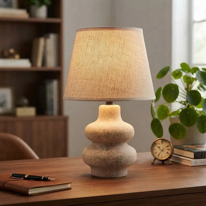 Lámpara Mesa Cerámica Texturizada Velador E27 34cm Beige