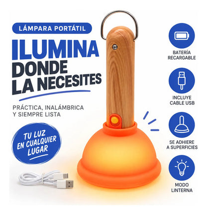 Lámpara Portátil Recargable Sopapa Usb 1200mah Naranja