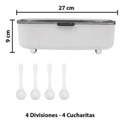 Especiero Organizador Condimentero Con Tapa De Plastico Blanco Con Gris