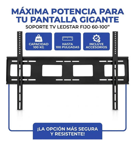 Soporte Fijo Televisores Pared Hierro Solido 60-100 Pulgadas Negro