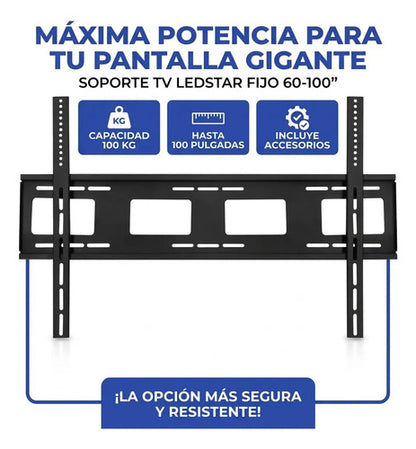 Soporte Fijo Televisores Pared Hierro Solido 60-100 Pulgadas Negro