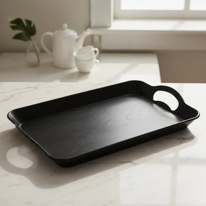 Bandeja Plástica Rectangular Asas 42x29cm Liviano Resistente Negro