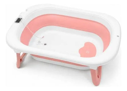 Bañera Infantil Plegable Termómetro Digital 75x47cm Plástico Salmón