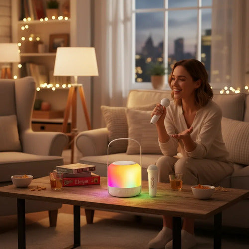 Parlante Bluetooth Portátil Led Rgb C/micrófono Inalámbrico Blanco