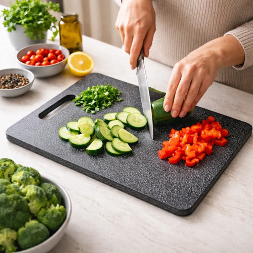 Tabla Picar Plástico Reforzado Granito 36.5x23cm Cocina Granito Negro