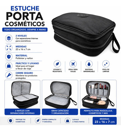 Bolso Estuche Neceser Porta Cosméticos Maquillaje 23x16cm Negro