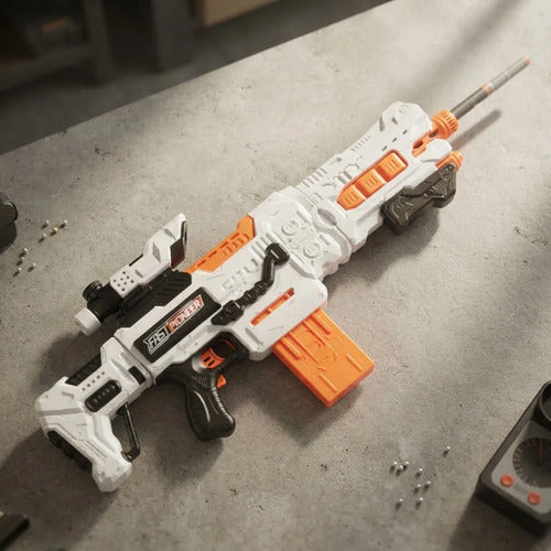 Blaster Rifle Eléctrico Automático 36 Dardos De Espuma Gel Blanco