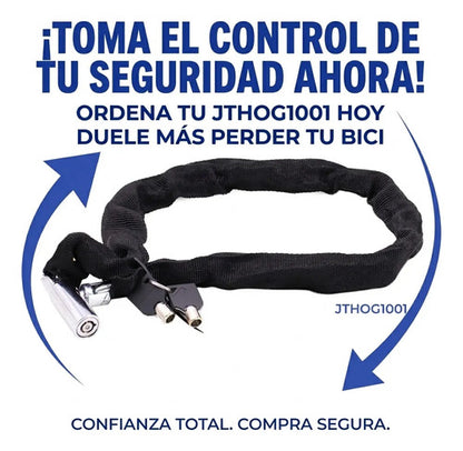 Candado Cadena Bicicleta Moto Acero Alta Seguridad Tela 85cm Negro