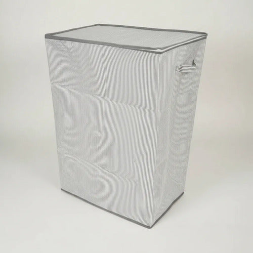 Bolso Multiuso Asa Cierre Cesto Organizador Tela 50x50x70cm Blanco