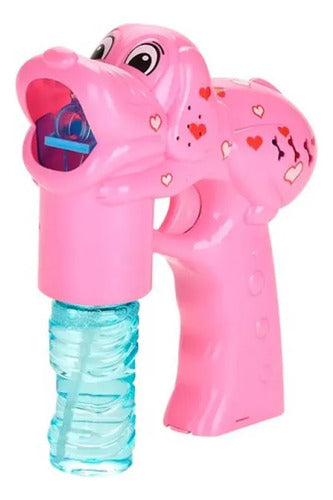 Pistola Lanza Burbujas Automática Perro Luz Música Infantil Rosa