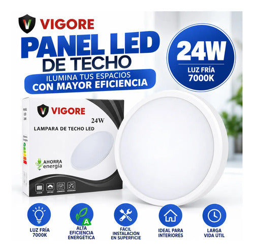 Panel Led Redondo Superficie 20w Luz Fría 7000k Plafón Blanco