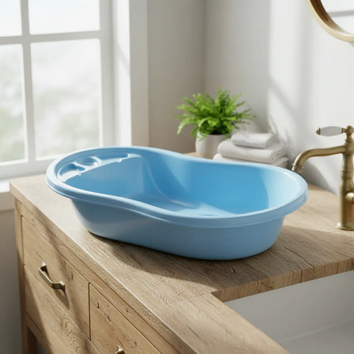 Bañera Infantil Para Bebé Plástico 72x40x20cm Comoda Celeste