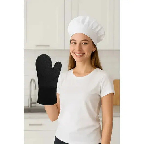 Guante Manopla X2 Silicona Negro Horno Doble Capa Aislante Negro X2