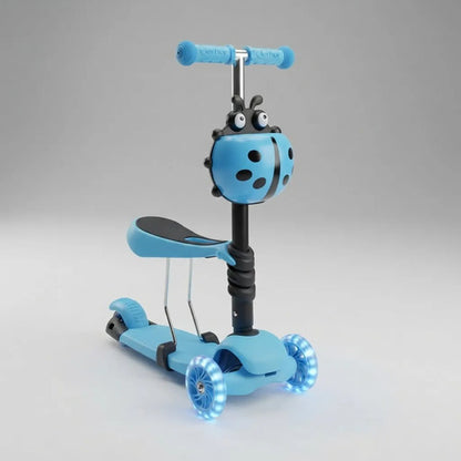 Scooter Tripatín Infantil 2 En 1 Asiento Luces Desmontable Celeste