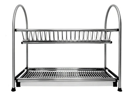 Escurridor Secaplato Acero Inoxidable Dos Niveles 47cm Plateado