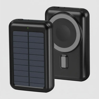 Cargador Portatil Solar Inalambrico 10000 Mah Tipo C Android Negro
