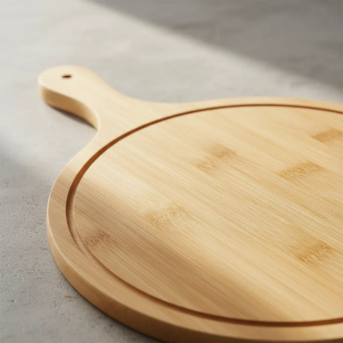 Tabla Redonda Pizzera Madera Redonda 44x29cm Mango Masa Madera Natural