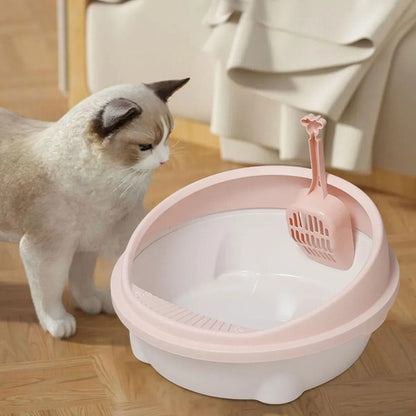 Arenero Para Gato Circular Bandeja Sanitaria Con Pala Blanco