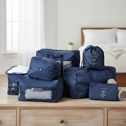 Set Organizador Viaje 8 Piezas Bolsos Valija Ropa Maquillaje Aleatorio - 4 Colores