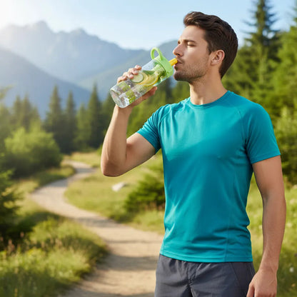 Botella Plástica Deportiva Infusor Sorbito Tapa Rosca Asa Verde