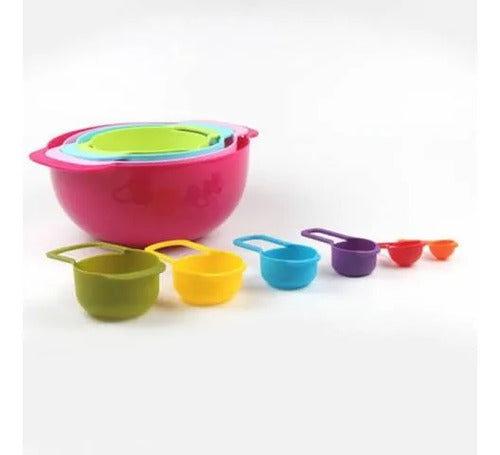 Set Bowl Colador Cucharas Medidoras Plastico Cocina Pack X10 Aleatorio