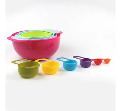 Set Bowl Colador Cucharas Medidoras Plastico Cocina Pack X10 Aleatorio