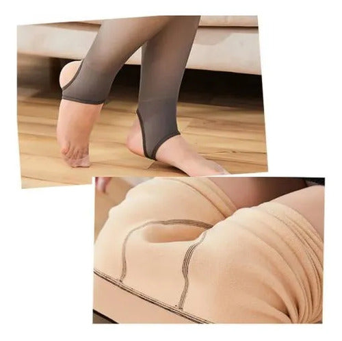 Medias Cancan Termicas Forradas Polar Talonera Talle Xl Piel Negro Taloneras Stirrup - Sujeta El Pie Sin Cubrirlo Total Xl