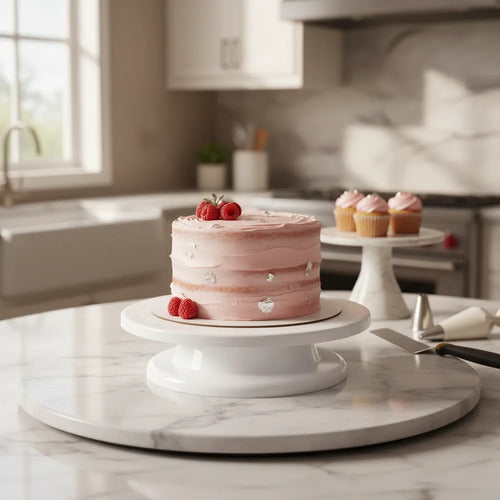 Soporte Base Giratorio Tortas Repostería 28cm Decorar Blanco