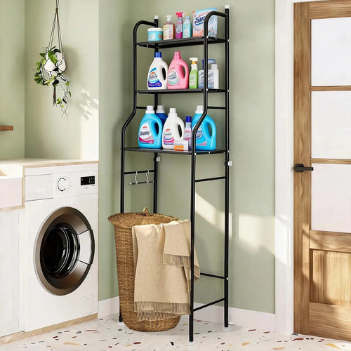Organizador Estantes Baño Sobre Inodoro 3 Nivel Metal 155x46 Negro