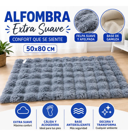 Alfombra Suave Felpa Relieve Base Gamuza 50x80cm Hogar 80 M 50 M Gris
