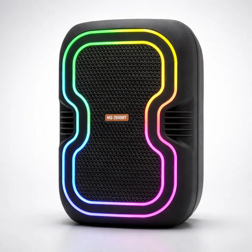 Parlante 8 Bluetooth Led Rgb Tws Usb Fm Microfono Set Negro Negro