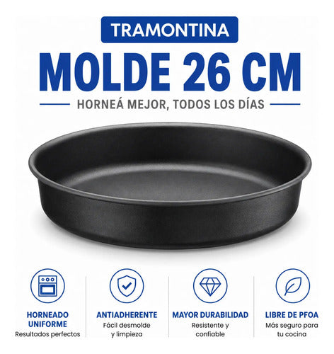 Molde Hornear Asadera 26cm Redondo Antiadherente Cocina Negro