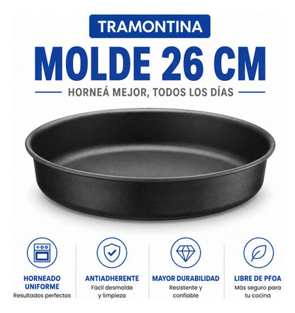 Molde Hornear Asadera 26cm Redondo Antiadherente Cocina Negro