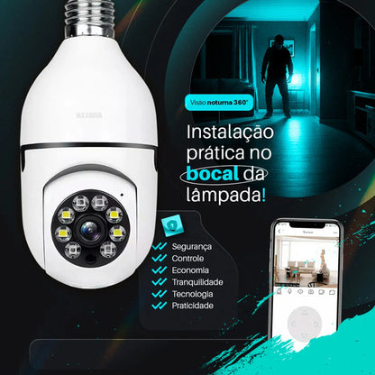 Cámara De Vigilancia Wi-fi Lámpara De Techo Visión Nocturna Full Hd 360° Blanco