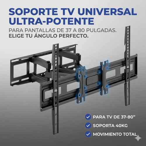 Soporte Tv 32 A 75 Pulgadas Para Pared Movil Inclinable Negro