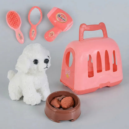 Set Mascota Infantil Peluche Jaula Accesorios Belleza Rosa