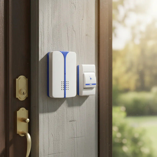 Timbre Anti-interferencia Inalambrico Bateria Alcance 100m Blanco