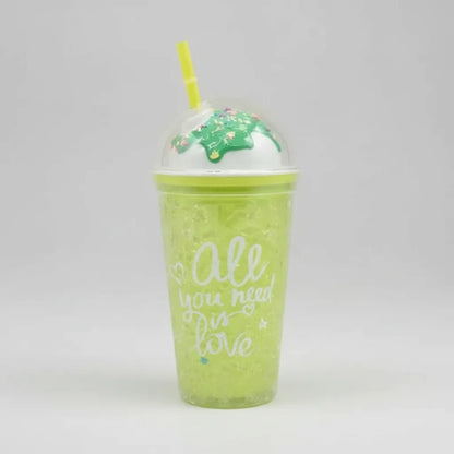 Vaso Acrílico Doble Pared Sorbito 450ml Helado Tapa Verde
