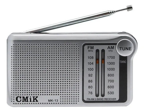 Radio Portátil Am Fm Salida Jack 3.5 Antena Bolsillo Mini Gris