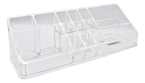 Organizador Acrílico Maquillaje Cosmético 14 Compartimientos Blanco