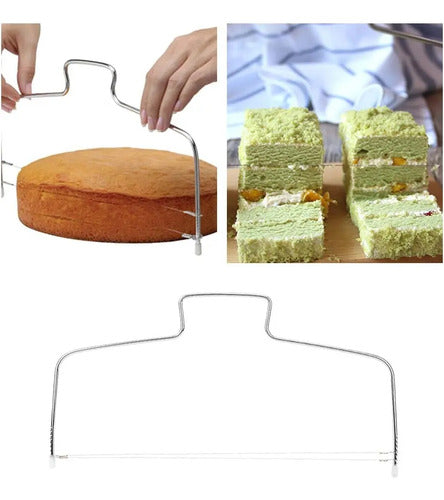 Cortador Para Capas De Torta Doble Regulable 30x18cm Plateado