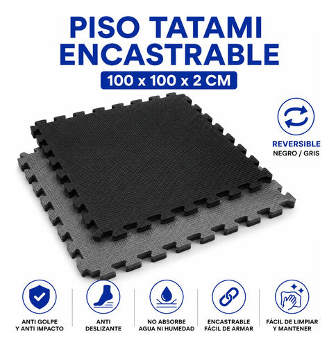 Piso Tatami Encastrable Antigolpe Goma Eva Antideslizante Gris Oscuro Puzzle / Encastrable