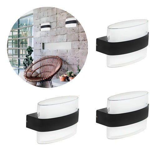 Set X3 Aplique Pared Exterior Luminaria Foco Bidireccional