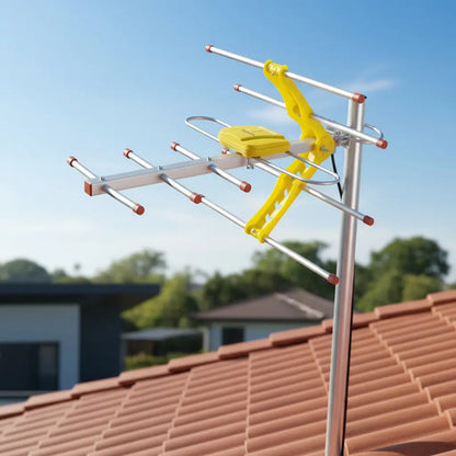 Antena Tv Amplificadora Digital Exterior + Cable De 8 Metros Plateado