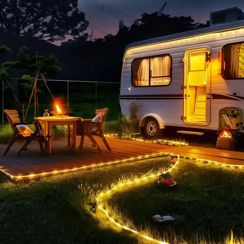 Manguera Luz Led Carga Solar Guirnalda Decorativa Guia 10mts Cálida