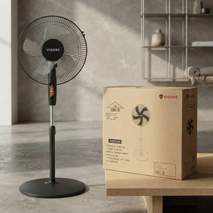 Ventilador De Pie 16 Pulgadas 5 Aspas Metal 40w Ajustable 40.6 Cm Negro Gris