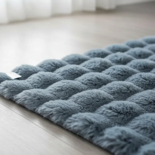Alfombra Suave Felpa Relieve Base Gamuza 50x80cm Hogar 80 M 50 M Gris