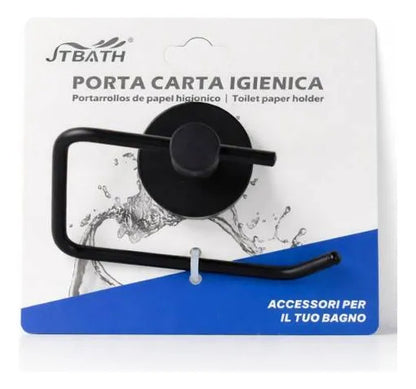 Soporte Rollo Papel Higienico Portarrollos Baño Pared Negro Negro