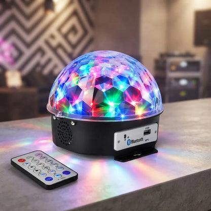 Lámpara Luz Disco Led Parlante Bluetooth Control Remoto Usb Negro / Transparente